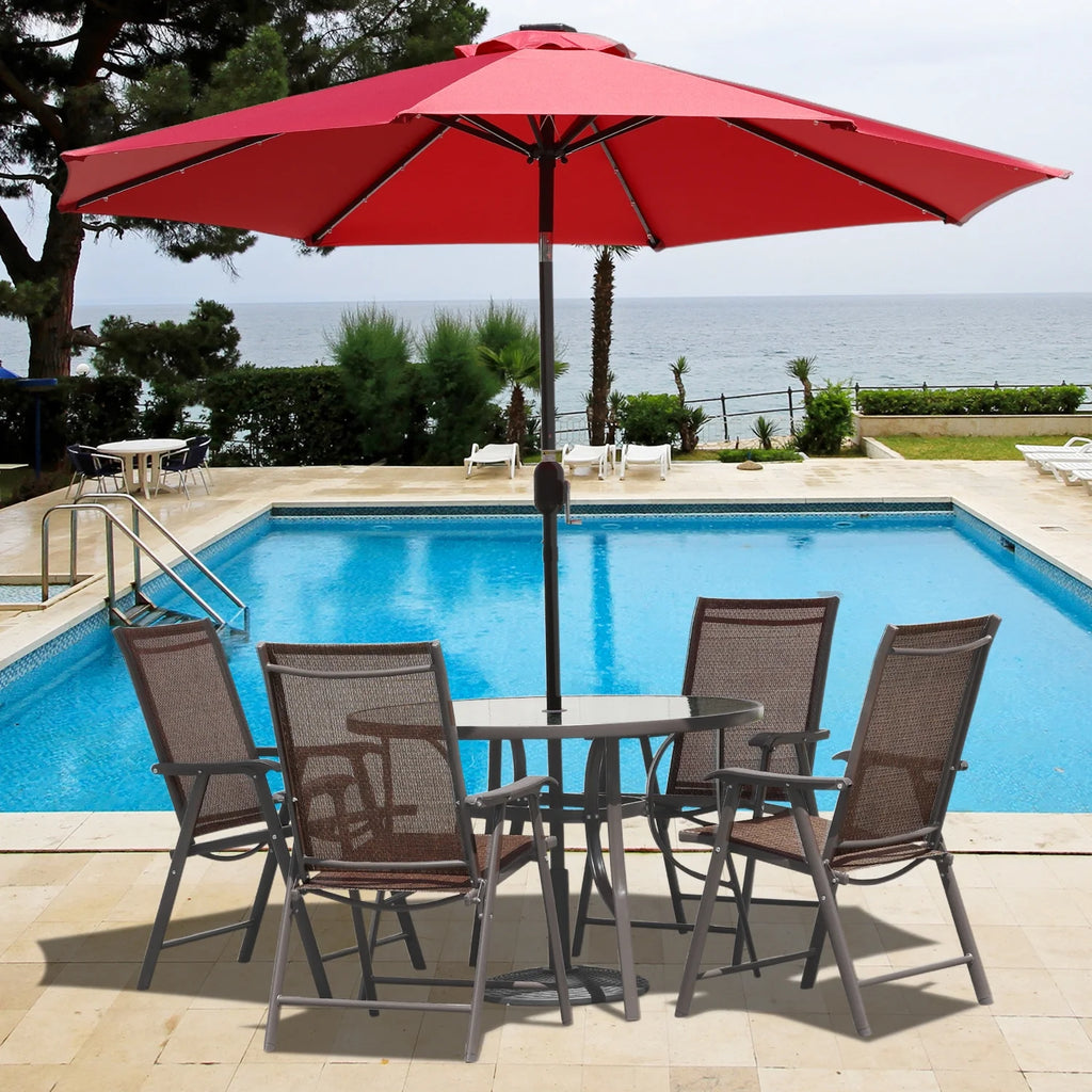 Aoodor Folding Patio Chairs for Indoor and Outdoor 4 Sets-Brown