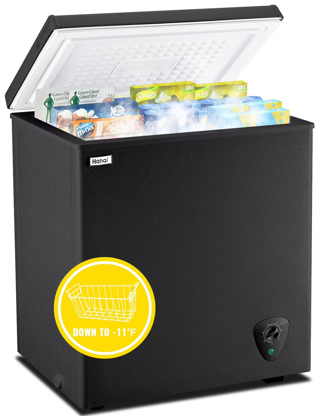 WANAI 3.5 Cu.ft Chest Freezer Small Deep Freeze with 7 Gears Temp Control Office Dorm Kitchen White