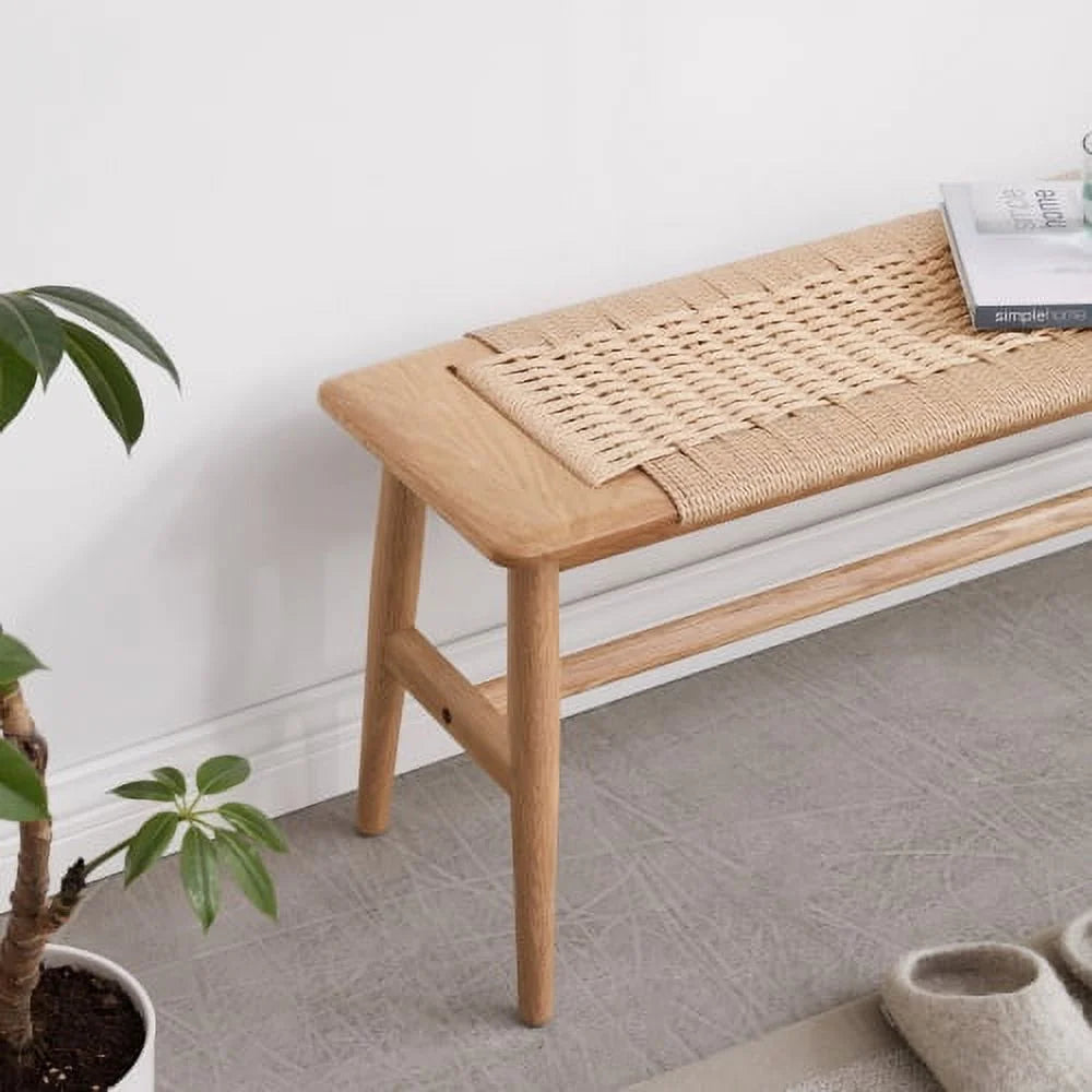 Dining Benches, Natural Oak Wood Bench, Entryway Bench Bed Bench for Kitchen, Dining Room, Living Room, Walnut