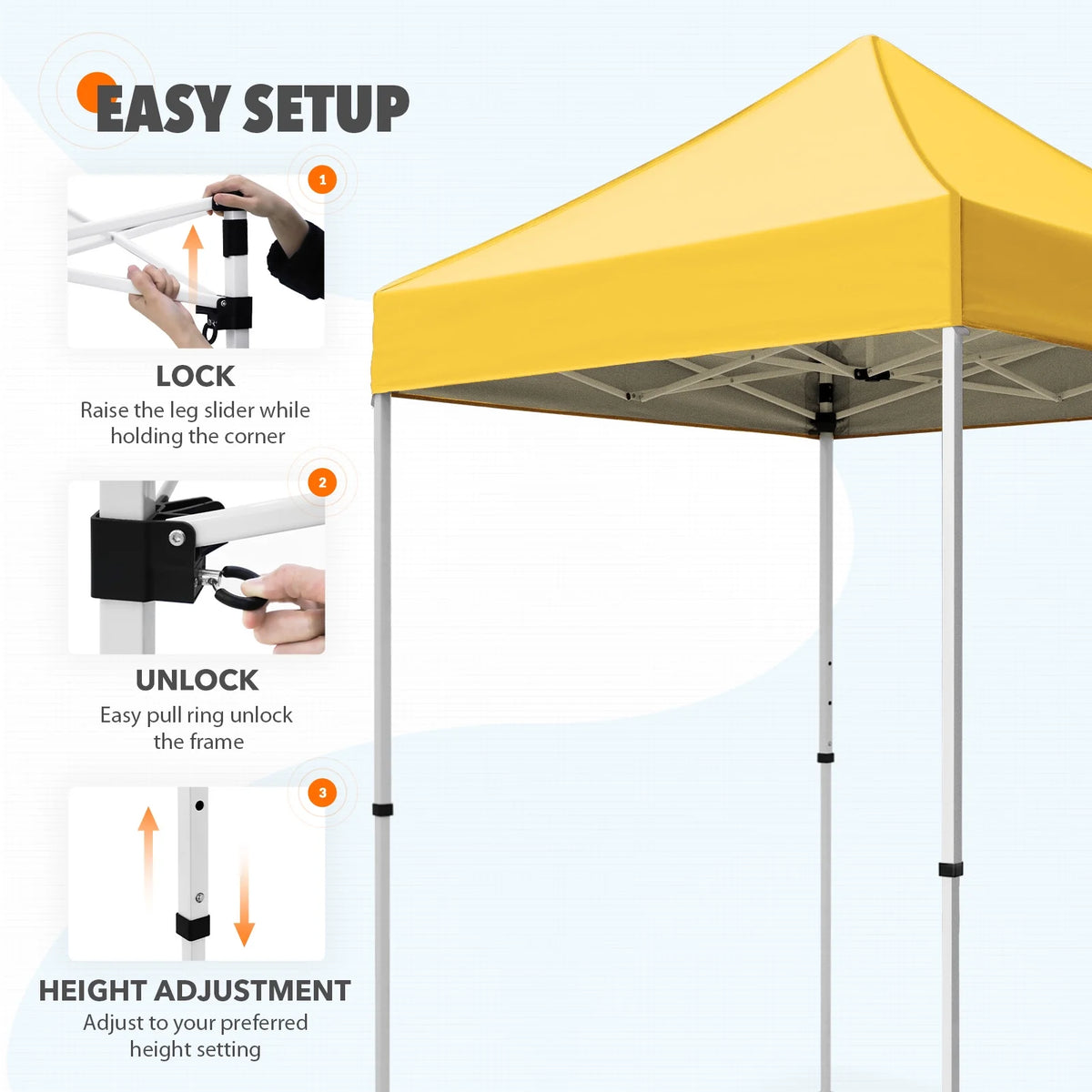 EAGLE PEAK 5x5 Pop Up Canopy Tent Instant Outdoor Canopy Easy Set-up Straight Leg Folding Shelter（Blue）