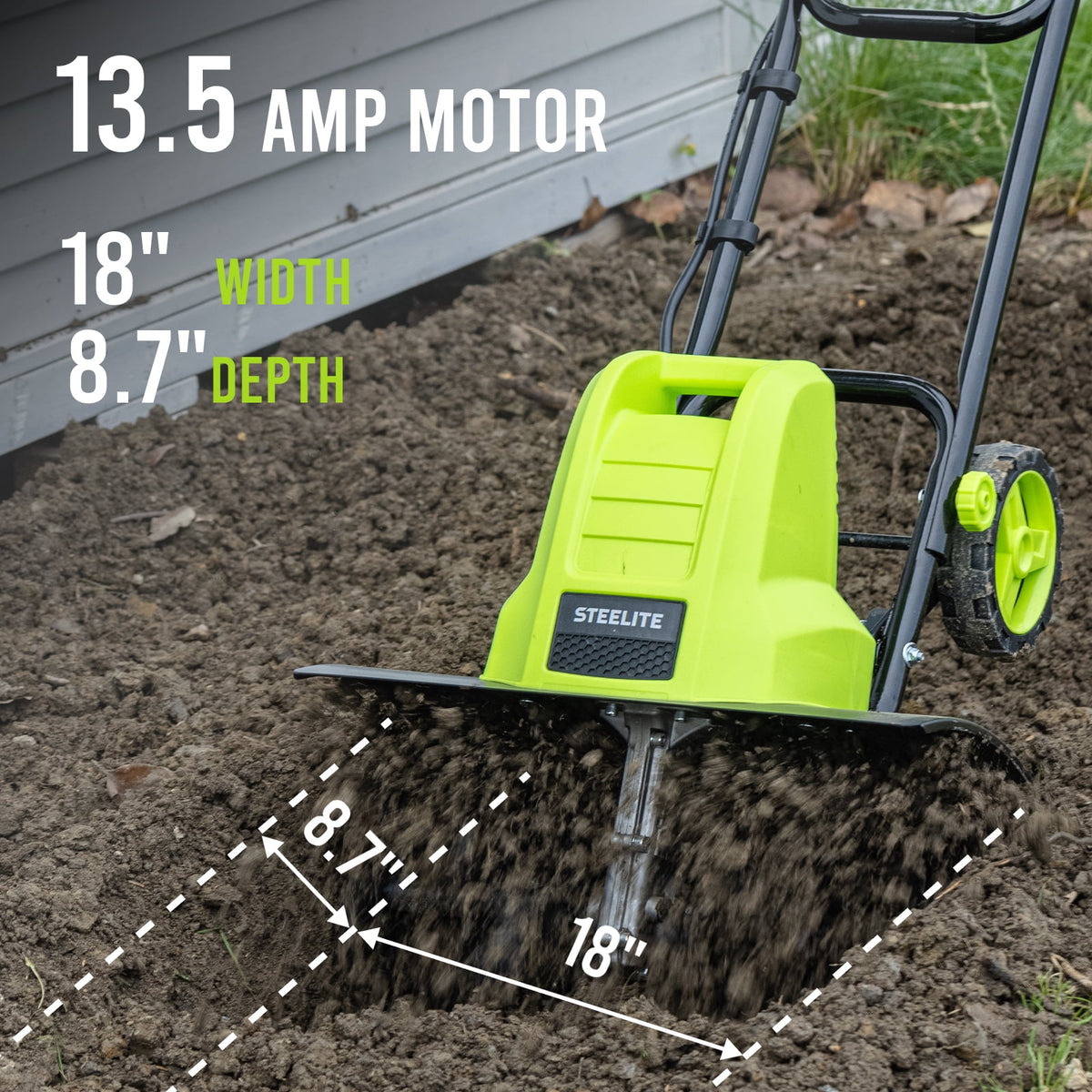 Steelite 14-Inch Corded Electric Tiller,10-Amp Electric Tiller and Cultivator for Gardening, Lightweight Rototiller