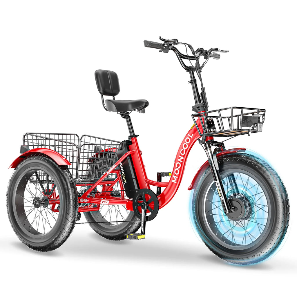 20" x 4" Fat Tire Electric Tricycle for Adult, 7 Speeds Electric Trike 48V 500W Motorized Tricycle , Electric Three Wheels Bicycle for Senior, Aluminum Frame & Rear Basket ,16mph