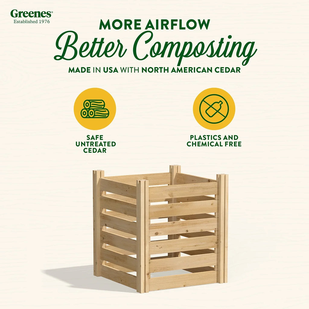 Greenes Fence Cedar Wood Composter 24" x 24" x 31", 77.3 gal.