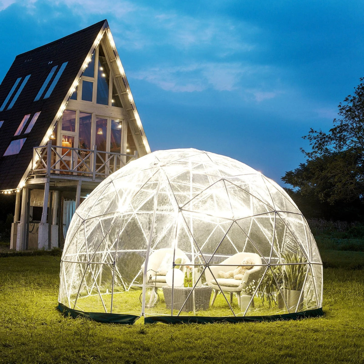 VEVOR Garden Dome 9.5ft - Geodesic Dome with PVC Cover - Bubble Tent with Door and Windows for Sunbubble, Backyard, Outdoor Winter, Party