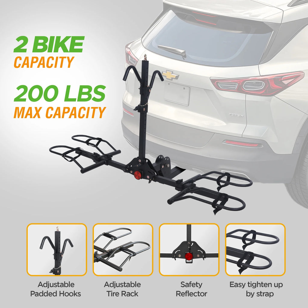 Young Electric Ebike Rack, 200lb Capacity, Alloy Steel Hitch Mount, Fits 5-Inch Fat Tire Bikes, 2-Inch Receiver