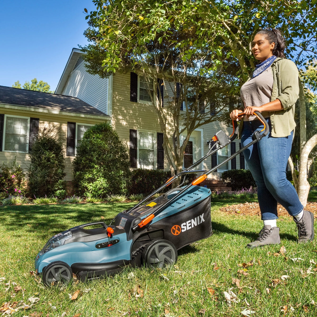SENIX 58V Max* 15-inch Cordless Brushless Lawn Mower, 2.5 Ah Lithium-Ion Battery and Charger Included, LPPX5-L