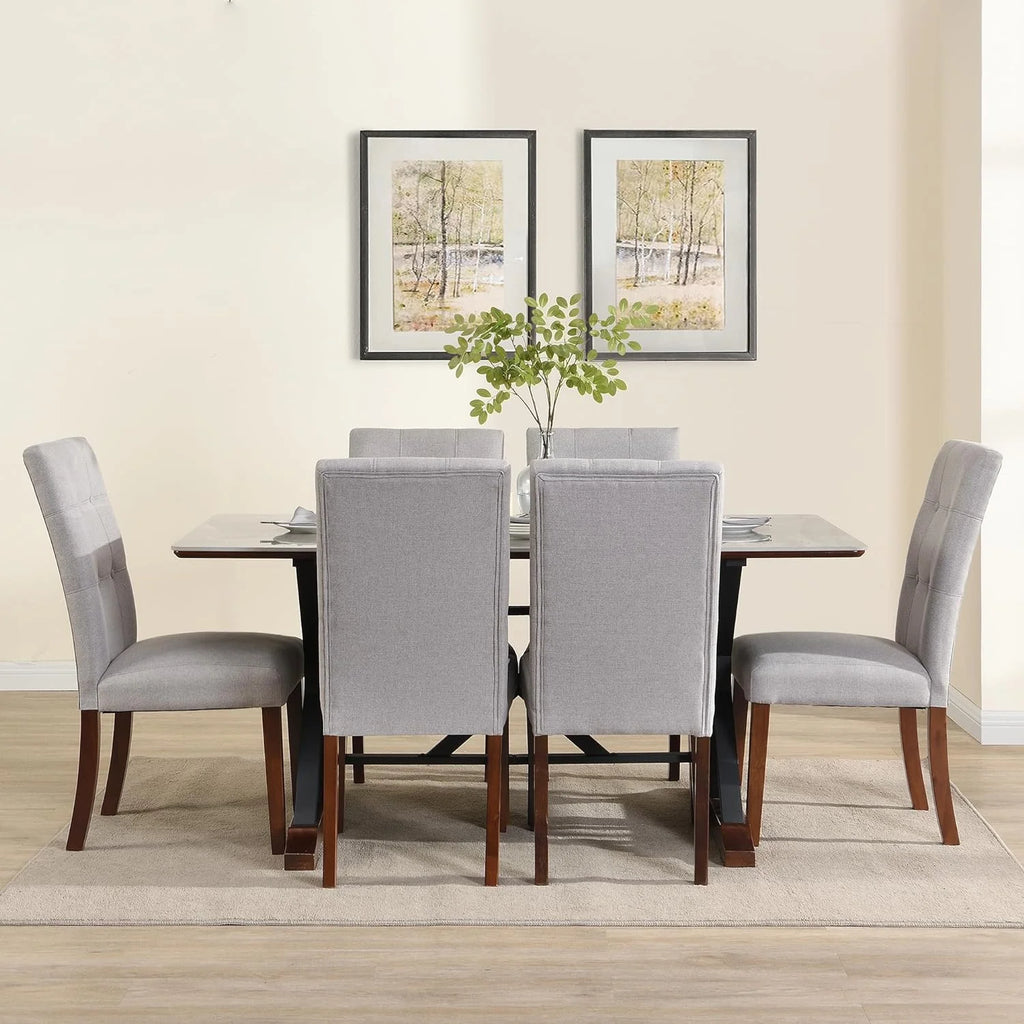 Sumdeal 5-Piece Farmhouse Dining Table Set, Wood Round Extendable Dining Table and 4 Upholstered Dining Chairs (Espresso-1Table 4 Chairs)