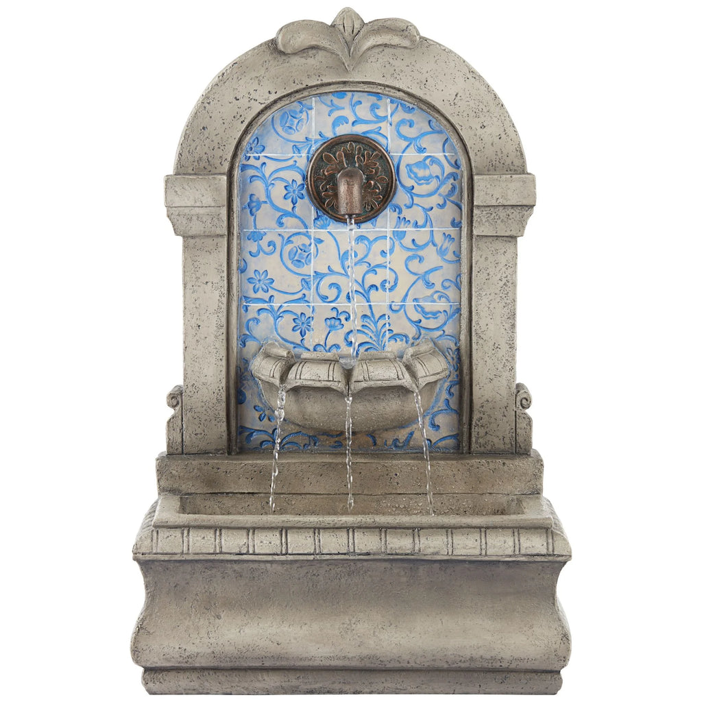 Manhasset 30 1/4" High Large Italian Outdoor Decor Blue Faux Stone Floor Fountain Waterfall Outside Garden Patio
