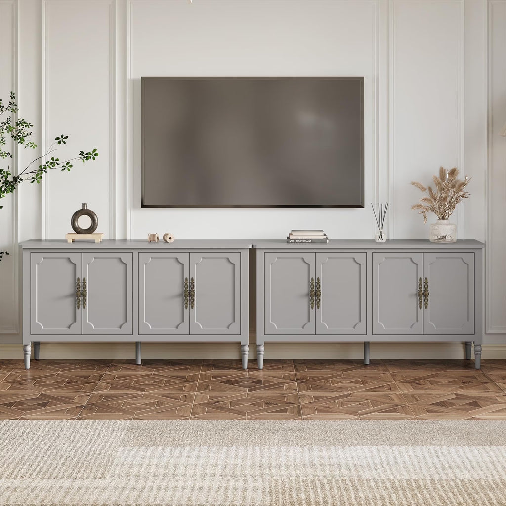 May in Color Console Cabinet, 58'' Wood Sideboard Buffet Cabinet with Storage & 4 Doors, Mid Century Modern Pantry Cabinet for Entryway, Living Room, Bedroom, Dining Room, Green