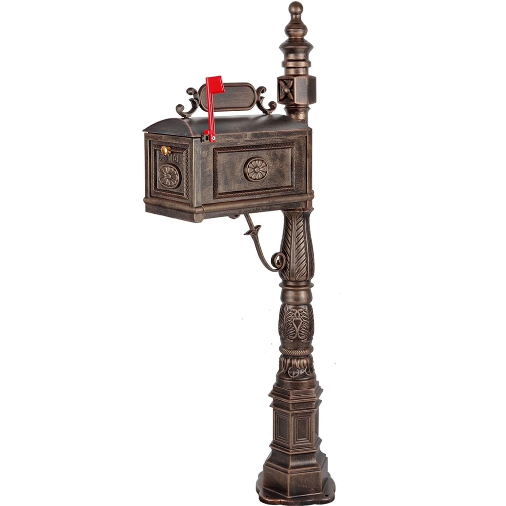 Betisef Large Cast Aluminum Mailbox Barcelona Decorative Post Mail Box Combination Stratford Heavy Duty
