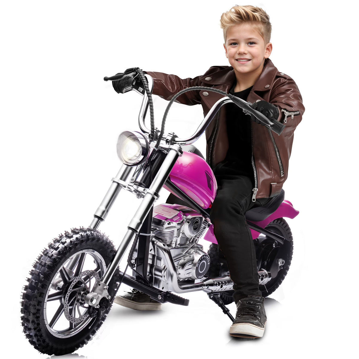 36V Power Ride on Motorcycle for Teen, Kids Electric Motorcycle with Front Wheel suspension, LED Light, Top Speed 13.6 Mph, Electric Dirt Bike for Boys Girls, Oranger