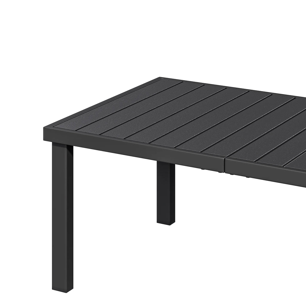Uforic Patio Dining Table, Rectangular Table for 6, Rust-Resistant Table for Outdoor, Black