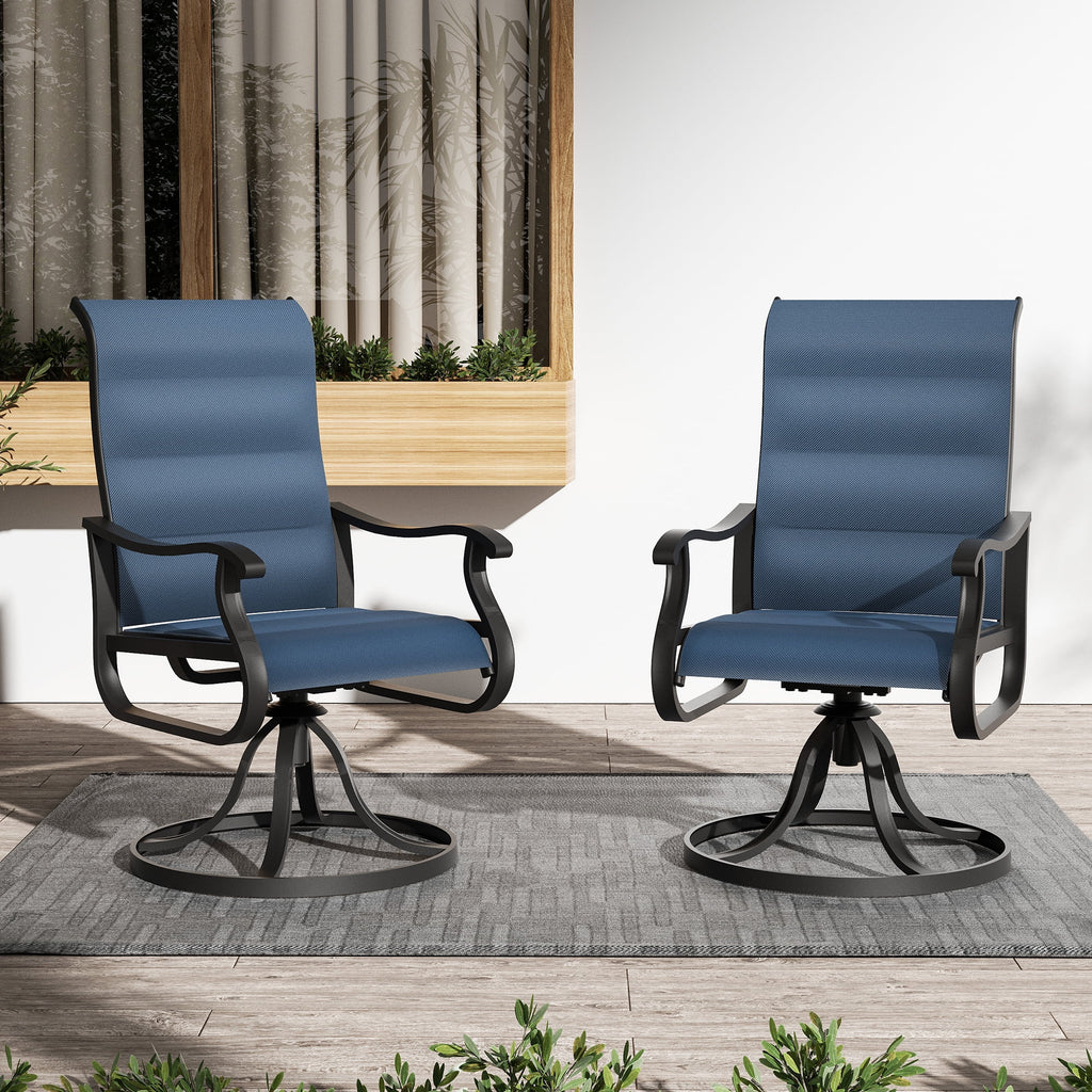 UDPATIO High Back Outdoor Dining Chairs Set of 2, All Weather Swivel Patio Chairs, Breathable Garden Outdoor Furniture for Backyard Deck