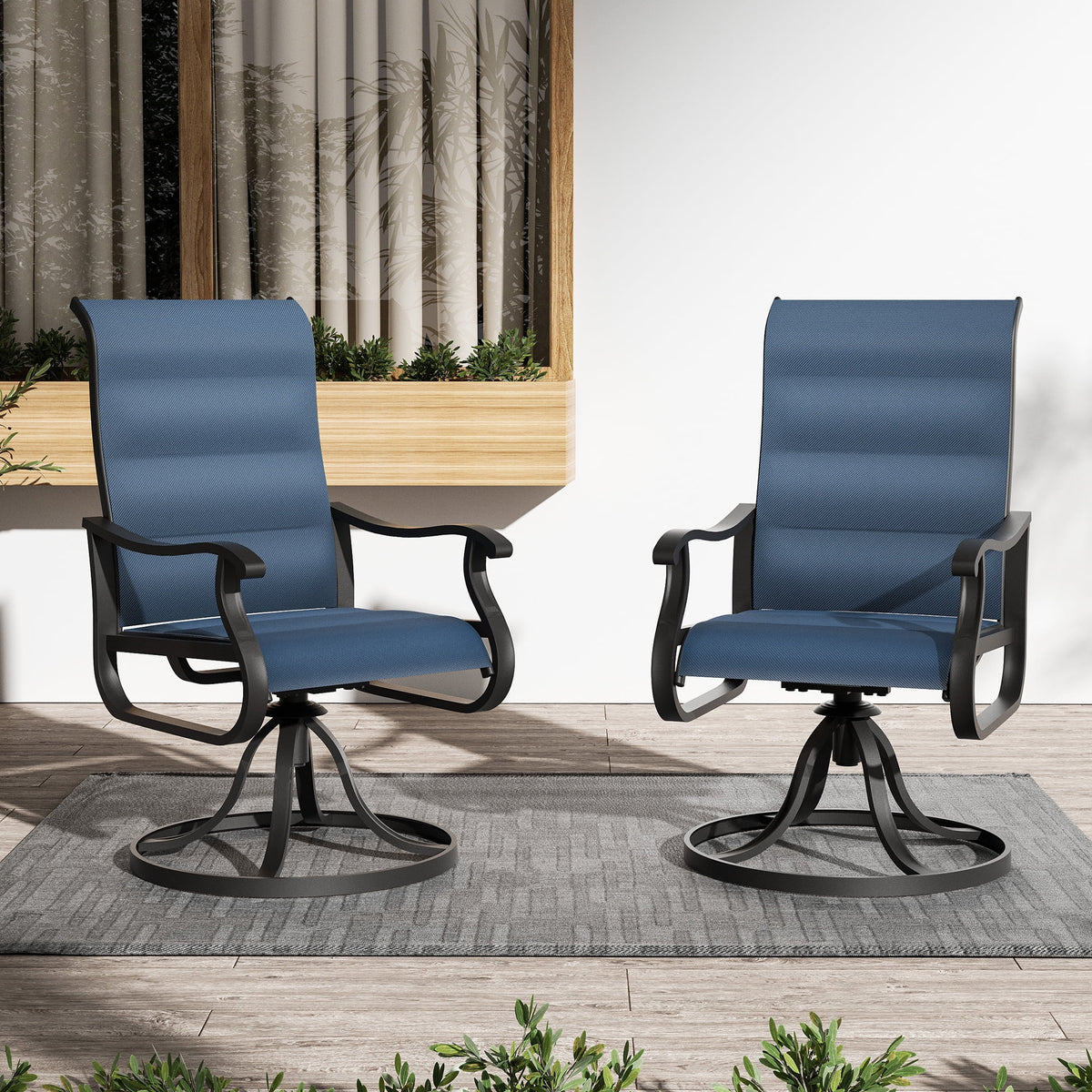UDPATIO High Back Outdoor Dining Chairs Set of 2, All Weather Swivel Patio Chairs, Breathable Garden Outdoor Furniture for Backyard Deck