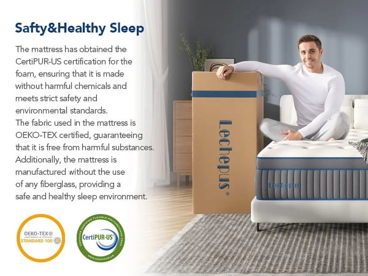 DIGLANT 14 Inch Queen Medium Plush Hybrid Mattress,Cooling Gel Memory Foam with Individually Pocket Springs, Soft Fabric Mattress Queen size for Pressure Relief, Mattress in box, CertiPUR-US