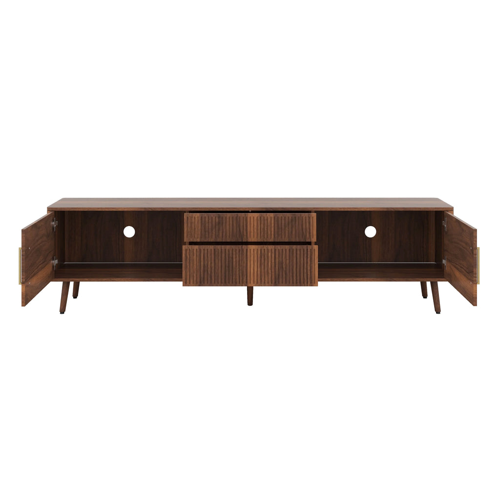 Runforrest Mid Century TV Stand with 2 Drawers, Media Console Table for TVs up to 80'' for Living room, Bedroom, Home Theatre, Walnut