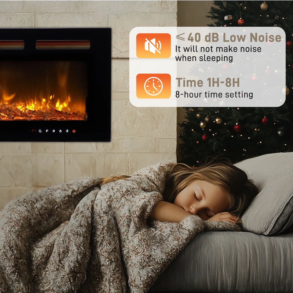 Ktaxon 30" Electric Fireplace, Freestanding/Inserts/Wall Mounted Fireplace Heater with Remote Control, 12 Adjustable Flame Colors, Log & Crystal, 8H Timer for Living Room, Bedroom