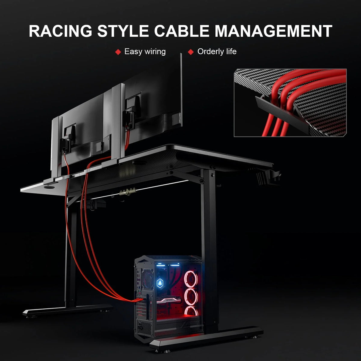 GTRACING 55 Inches Electric Standing Gaming Desk, RGB