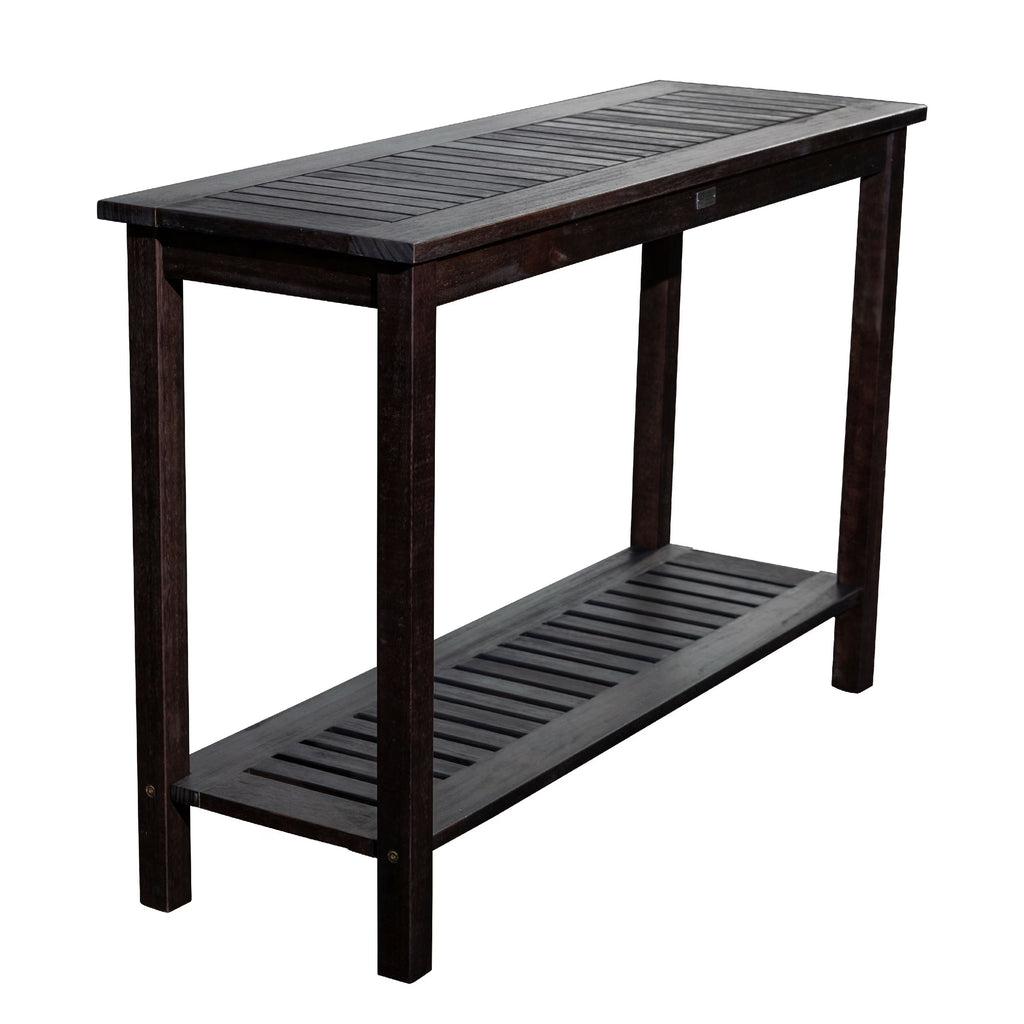 DTY  Outdoor Living Longs Peak Eucalyptus Console Table Silver Gray