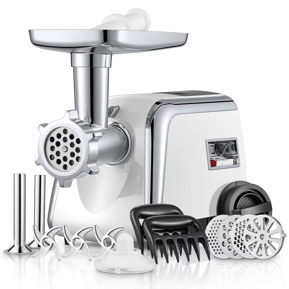 Electric Meat Grinder Heavy Duty,3000W Max 5 in1 Sausage Stuffer Maker with 4 Stainless steel Plates & 3 Blades,Sausage & Kubbe Maker Kit/Slider Maker