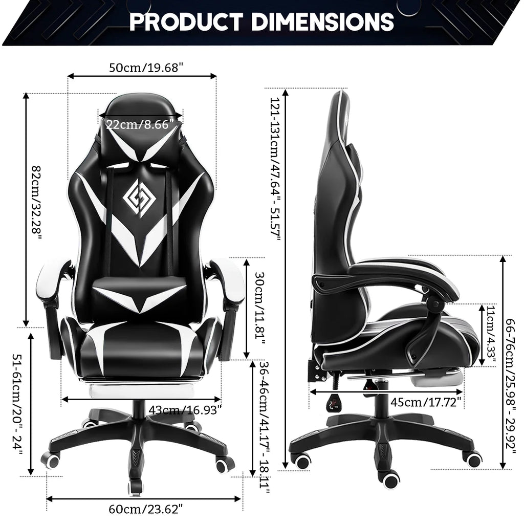 Gaming Chair with Massage Gamer Chair with 2D Armrests for Kids