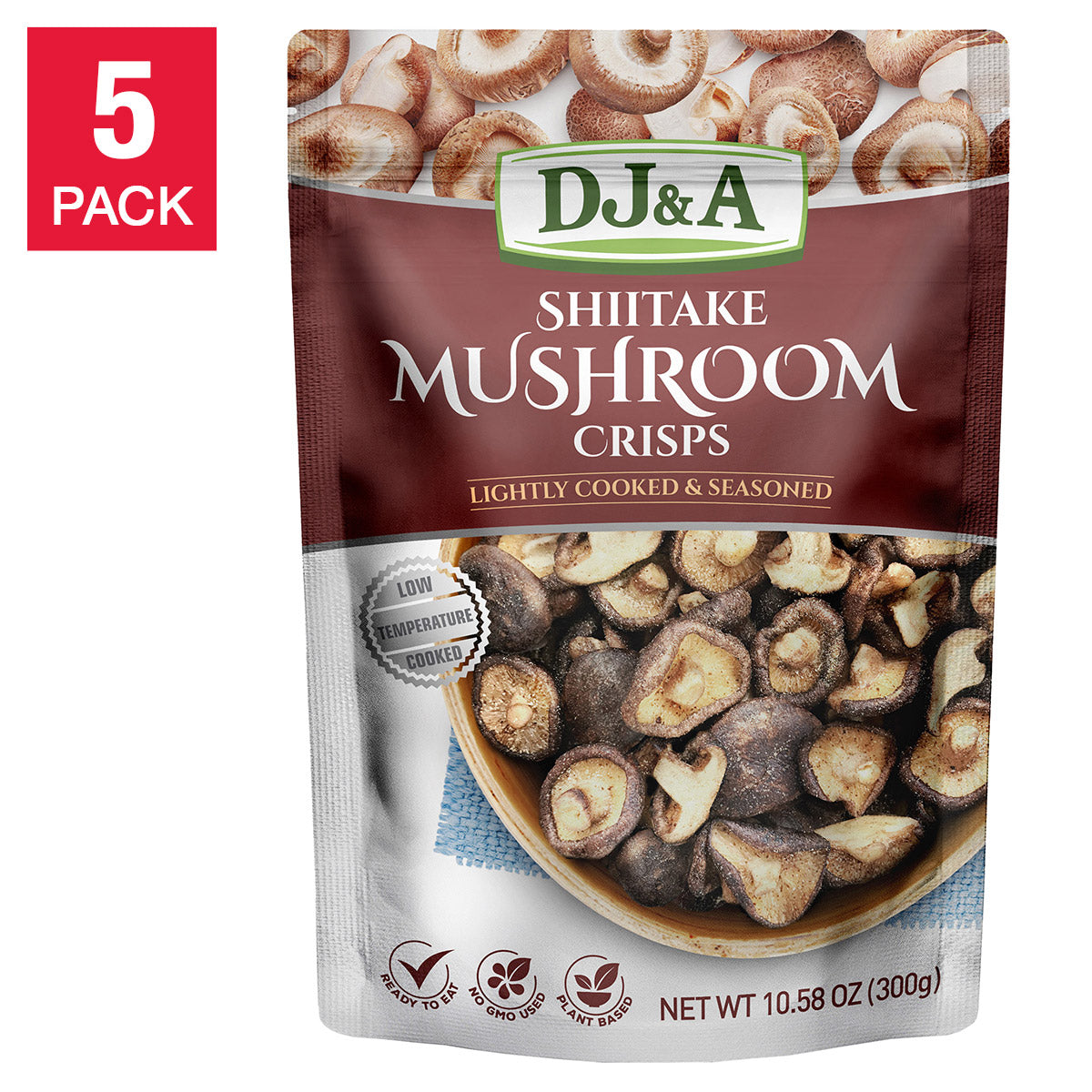 DJ&A Shiitake Mushroom Crisps 10.58 oz. bag, 5-pack