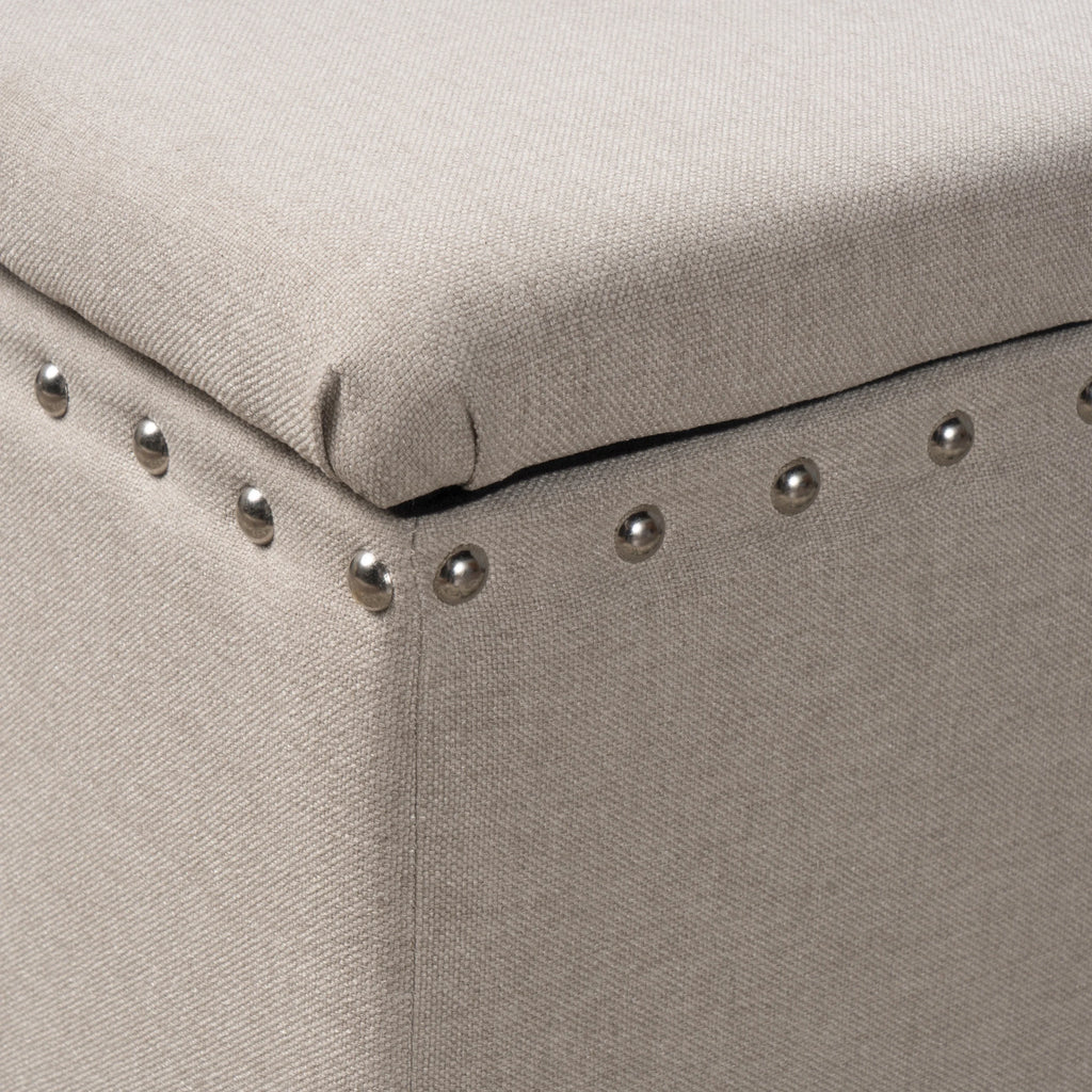 Noble House Hampton Contemporary Fabric Upholstered Storage Ottoman, White and Blue Floral