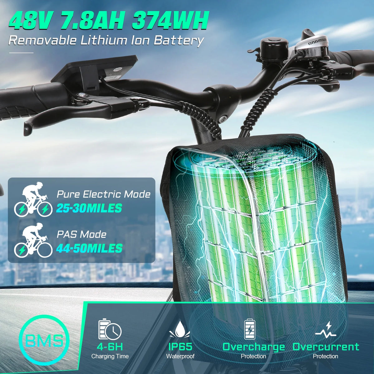 Gocio 26" Electric Bike for Adults, 500W Electric Cruiser Bike, 48V/7.8Ah Removable Battery, 7 Speed, City Commuting E-bike, UL2849