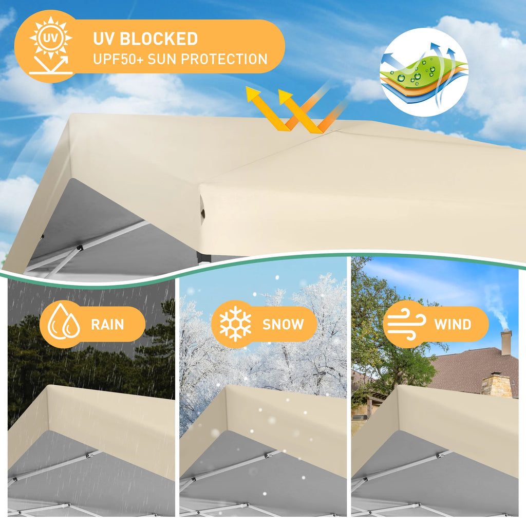 Hoteel Carport Canopy 10x20 Pop Up Shelter with Instant 1-Button Push Center Lock, UV Resistant All-Weather Cover with 2 Sidewalls, Heavy Duty Waterproof Canopy Tent for Cars, Trucks, Boats, White