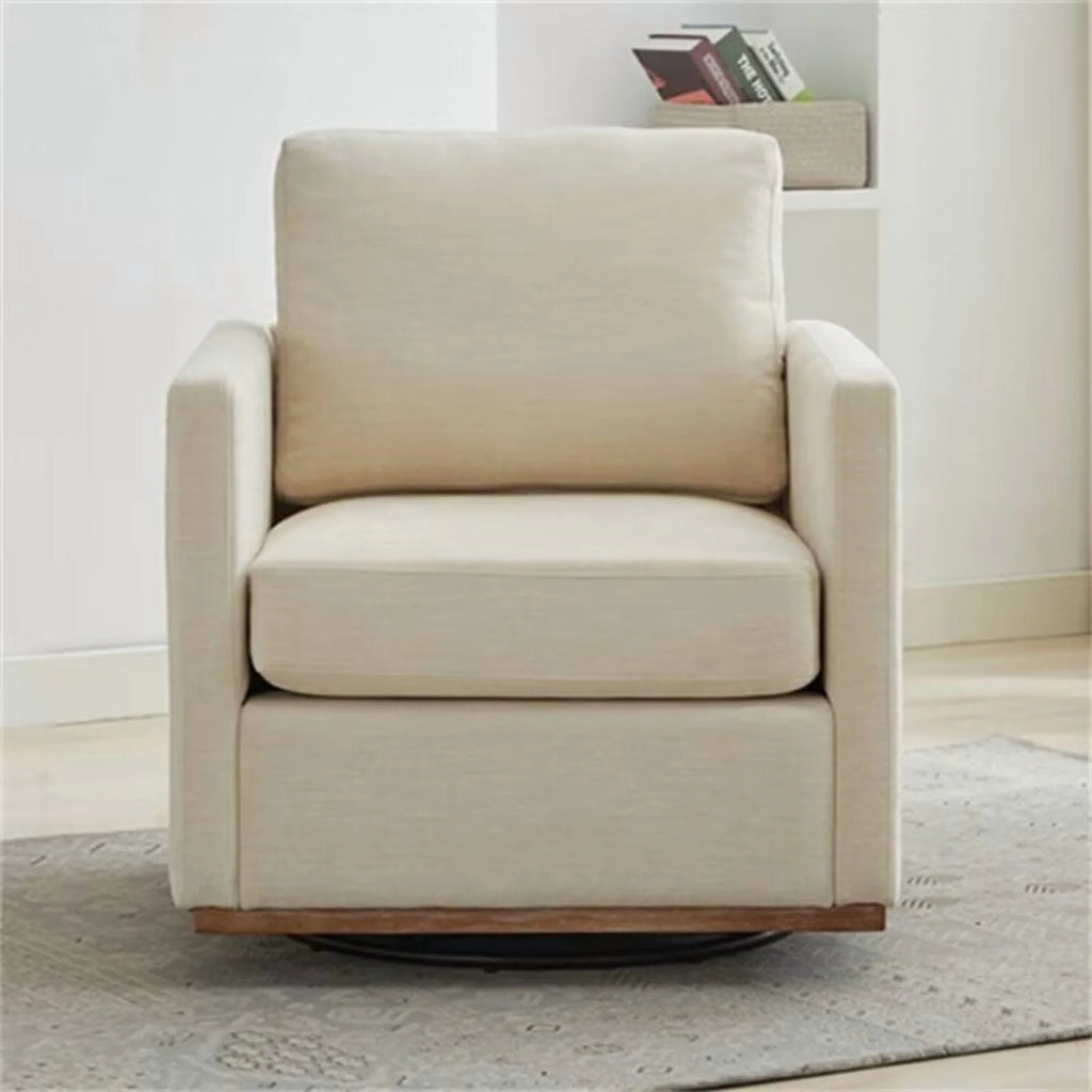 Swivel Accent Chair, Modern Chenille Upholstered Lounge Chair Armchair with 360 Degree Swiveling Base, Leisure Club Chair Comfy Accent Single Sofa Chair for Nursery Bedroom Living Room, Taupe