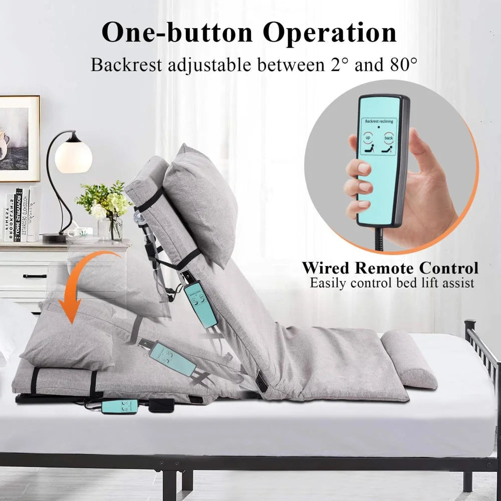 Adjustable Power Lifting Bed Backrest for Elderly Patient Injured, Sit-up Back Rest Chair for Neck Lumbar Back Support, Electric Lifting Backrest for Bed (Gray)