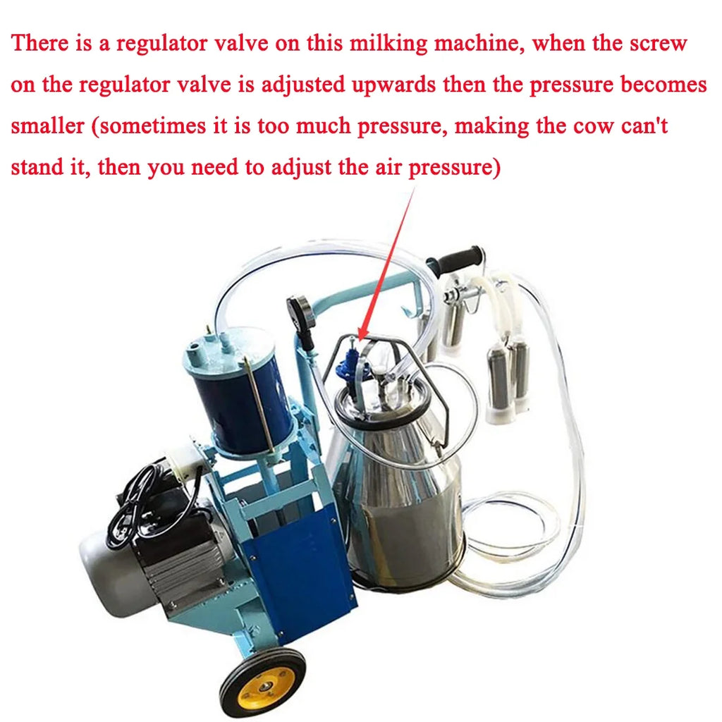 INTBUYING Electric Cow and Goat Piston Milking Machine with 25L Stainless Steel Bucket