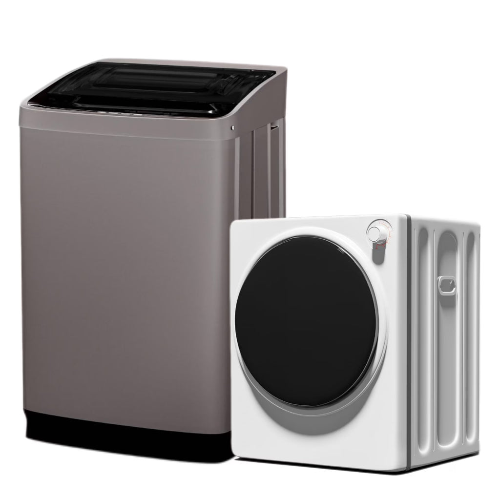 TABU Washer and Dryer Set, 17.6LBS Full Automatic Washing Machine & 8.8LBS Portable Dryer (Gray&White)