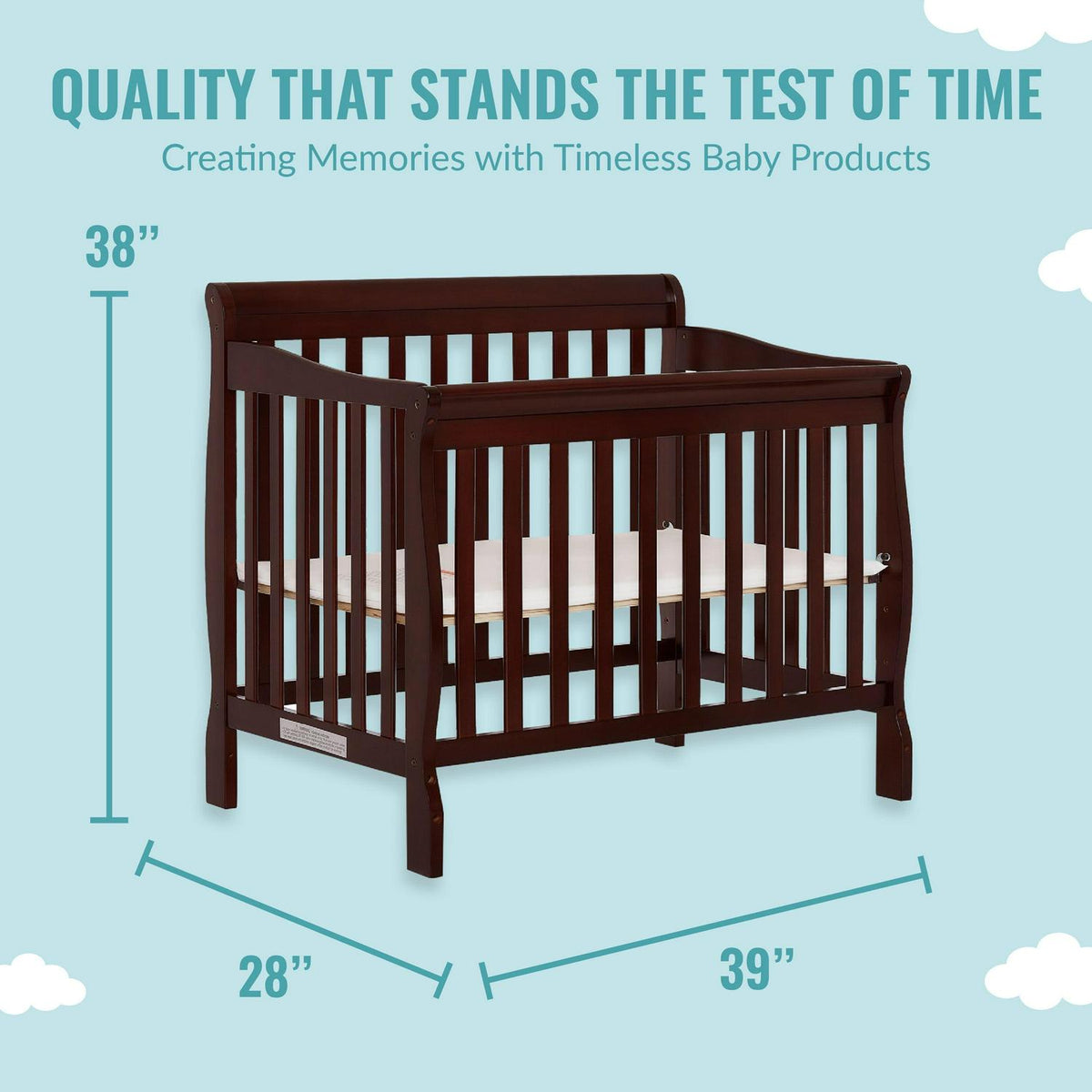 Dream On Me Aden 4-in-1 Convertible Mini Crib Espresso
