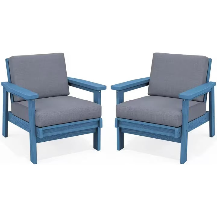 JUSTLET Patio Furniture Sets,2 Pieces Outdoor Chairs With Gray Cushions, Black