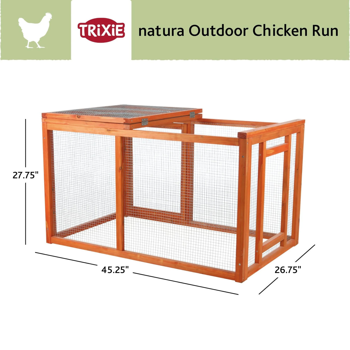 TRIXIE Weatherproof Outdoor Wooden Chicken Coop with 2 Nesting Boxes & Run, Brown