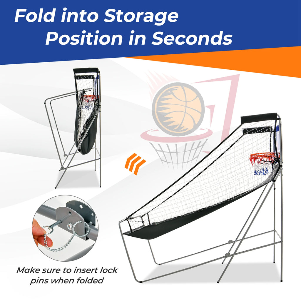 Costway Dual Shot Basketball Arcade Game with 8 Game Modes Electronic Scoring Blue