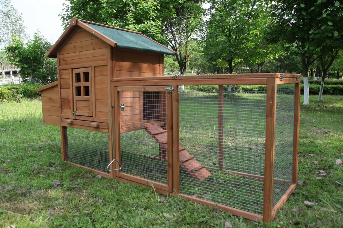 Outdoor Medium 80'' Wooden Chicken Coop Nest Box Hen House Poultry Cage Pet Hutch Garden