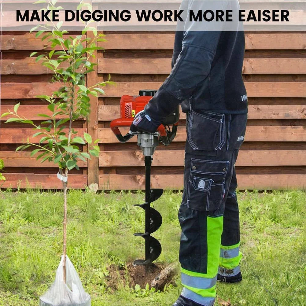 PRIJESSE Gas Powered Earth Digger Post Hole Digger with 3 Extension Rods + 3 Auger Drill Bits