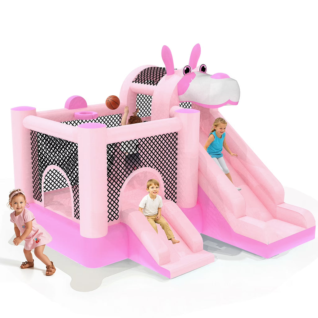 Mukidy 114''x 114'' x 92.5'' Inflatable Bounce Houses for Kids 3-10 with Blower Double Slide and Ball Pit/Indoor Bouncy House, PVC, Child, Teen, Toddler，Blue