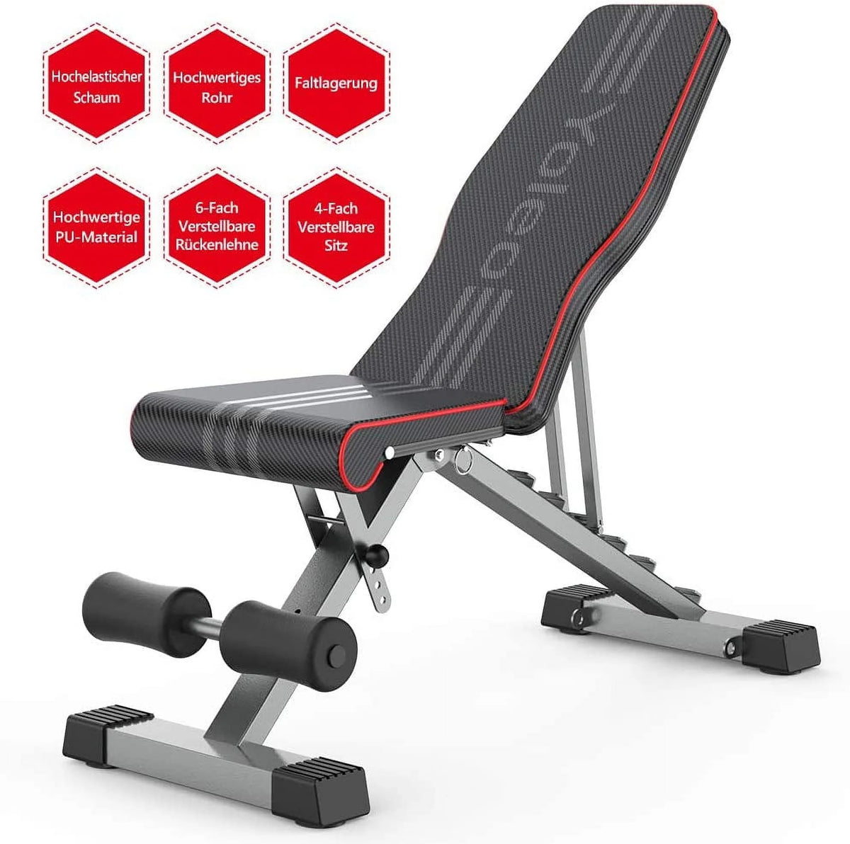 Yoleo 660 lbs Folding Sturdy Workout Bench  Weight Strength Training Benches  Thickness Pad with 7 Adjustable Incline
