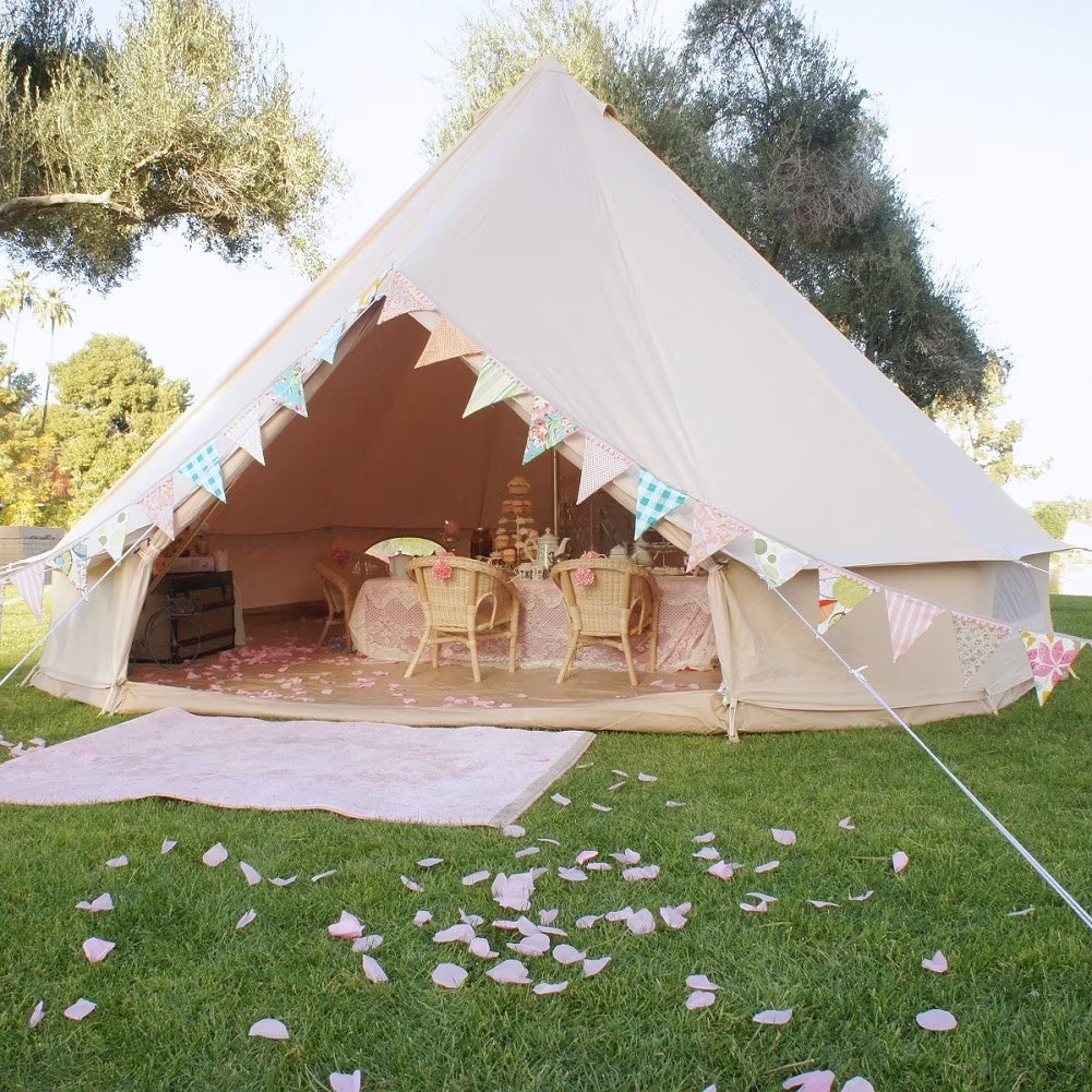 Outdoor Waterproof Family Camping Cotton Canvas Bell Tent Luxury Glamping Yurt Diameter 4M (13.1FT)