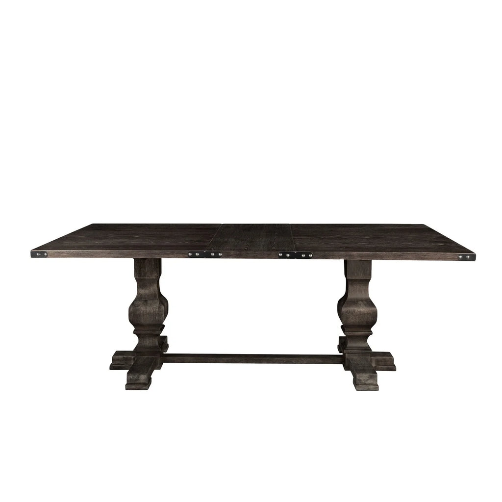 Tyler 88 Inch Classic Rectangular Dining Table Rubberwood Charcoal Gray