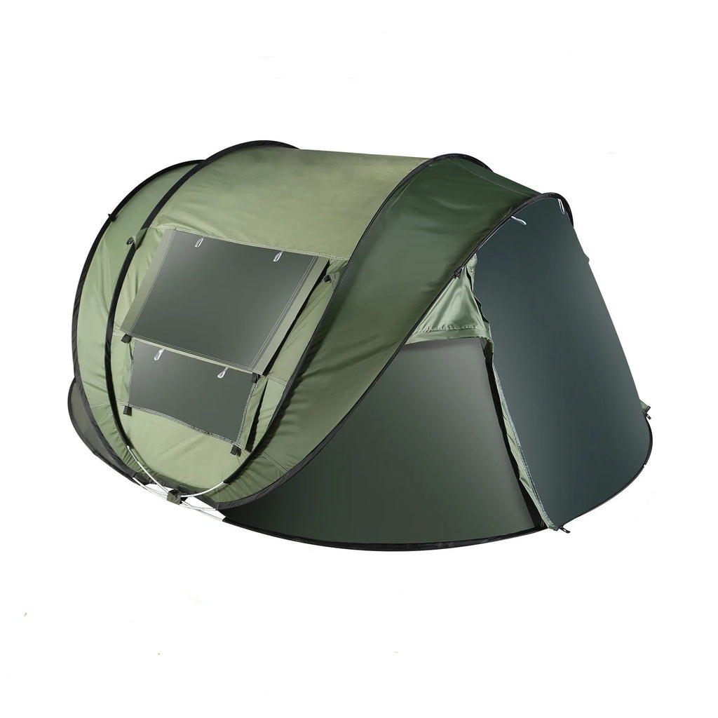 Tcbosik Easy Pop Up Tent for 5-8 Person, Automatic Setup Instant Family Tent with 2 Doors and 4 Mosquito Net Windows, Waterproof Camping Tent with Carry Bag for Hiking & Traveling, Khaki