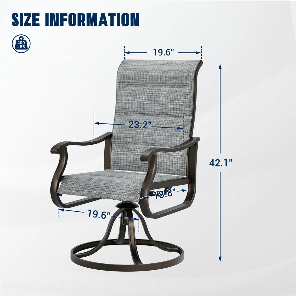 UDPATIO High Back Outdoor Dining Chairs Set of 2, All Weather Swivel Patio Chairs, Breathable Garden Outdoor Furniture for Backyard Deck