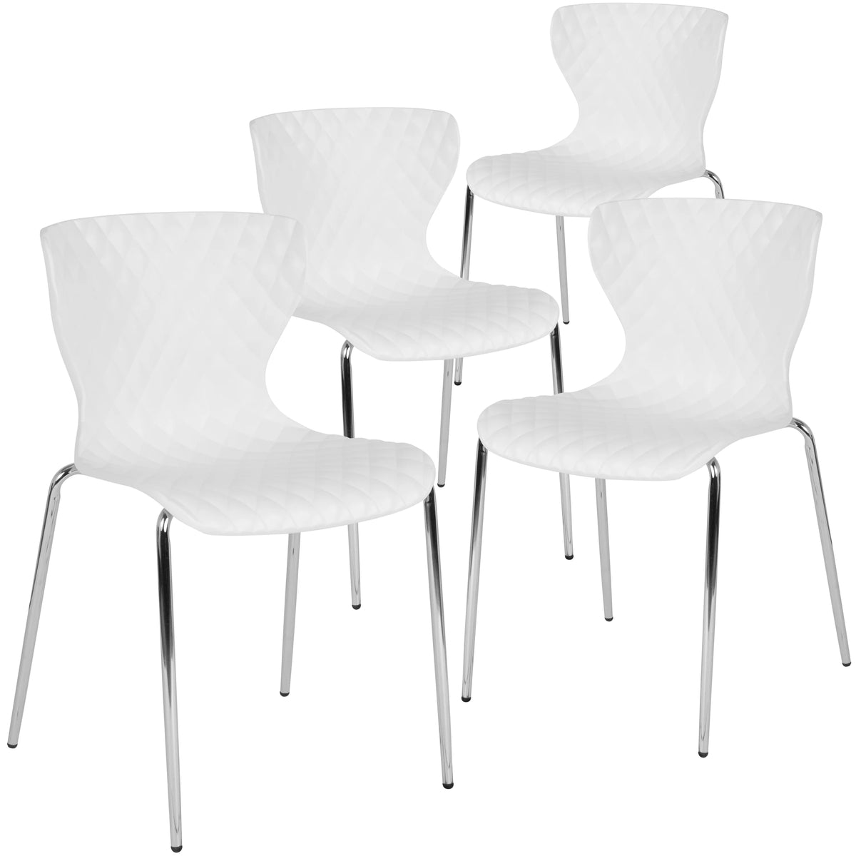 BizChair 4 Pack Contemporary Design Orange Plastic Stack Chair
