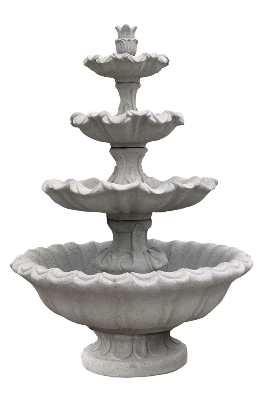 Solid Rock Stoneworks Extra Large Concrete Scroll Fountain- 72" Tall
