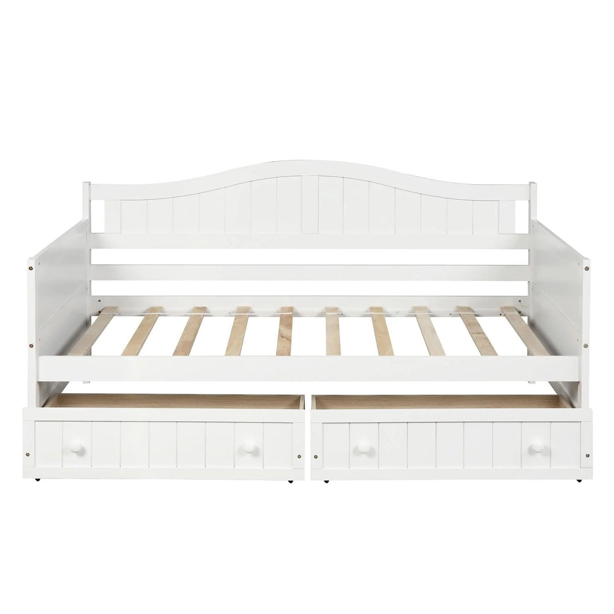 Twin Daybed with 2 Storage Drawers, Indoor Outdoor Sofa Day Bed Frame for Bedroom Living Room, White 78.2x42.3x35.4inch