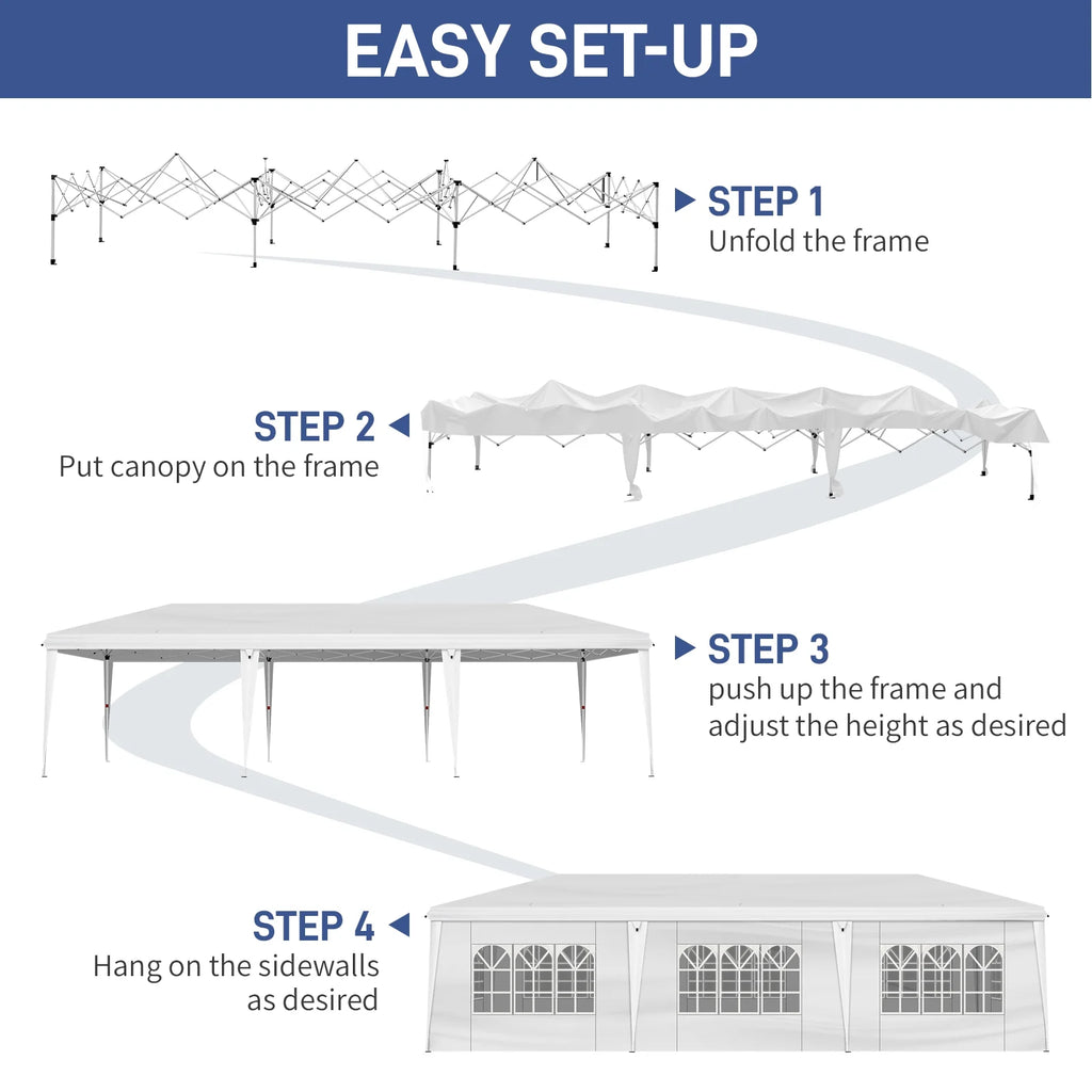 Ktaxon 10'X30'  Pop up Wedding Party Tent Foldable Gazebo W/8 Sidewalls Canopy White