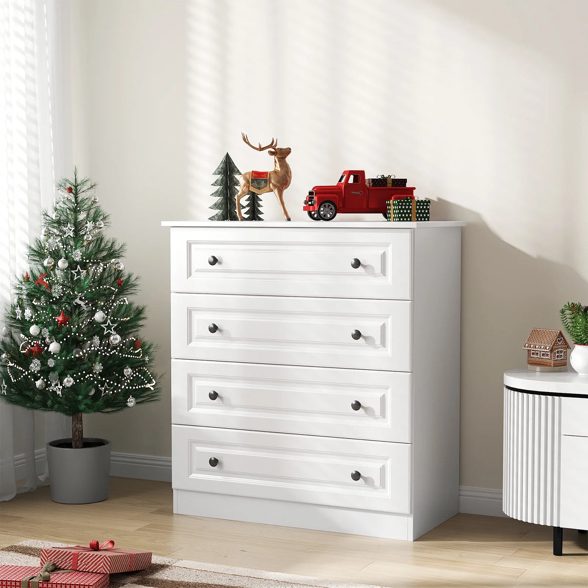 IDEALSOUL Dresser, Black Dresser Tall dresser with Large Storage Space, 4 Drawer Dresser for Bedroom, Hallway, Entryway